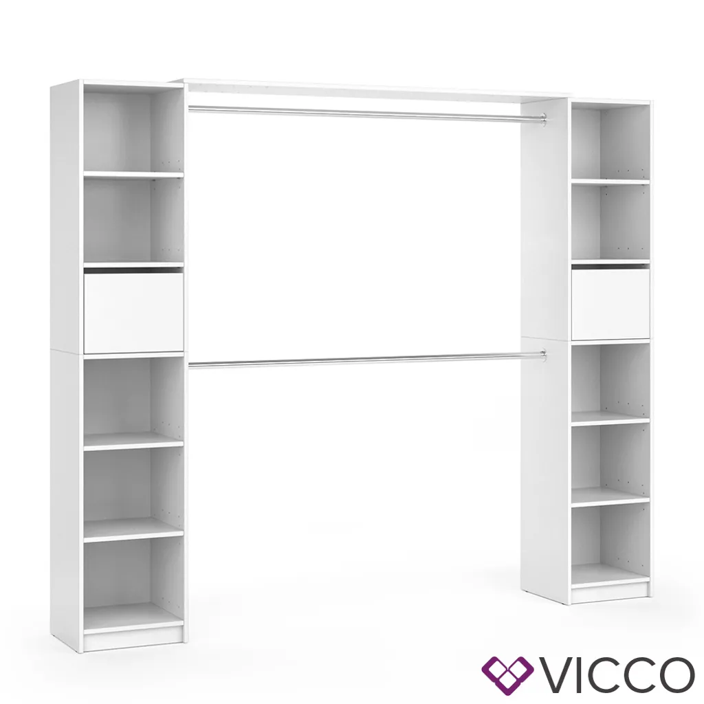 Vicco Kleiderschrank Guest Weiß 225,4 X 189,4 X 35 Cm Holzwerkstoff – Bild 2