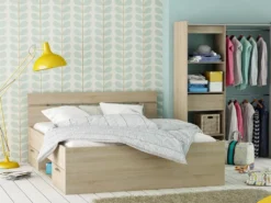 Kompaktbett Doppelbett Bettgestell Bett Bettrahmen Funktionsbett "Lorenzo I" Sonoma-Eiche