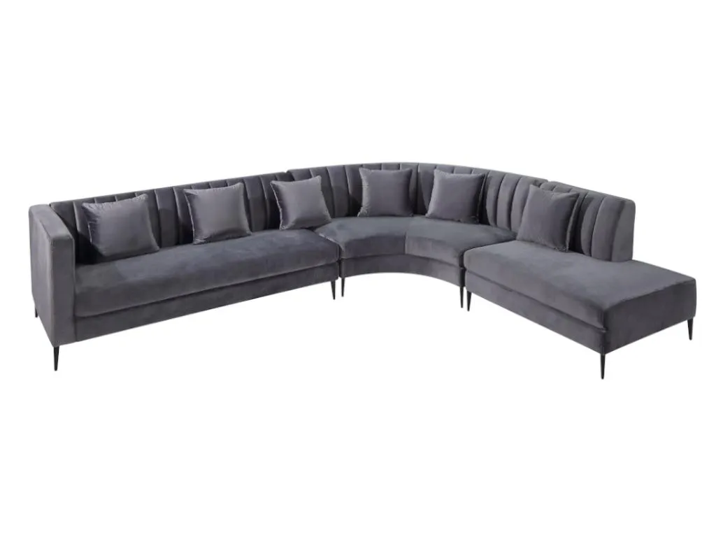 XXL Ecksofa - Ecke Rechts - Samt - Anthrazit - AUDREY