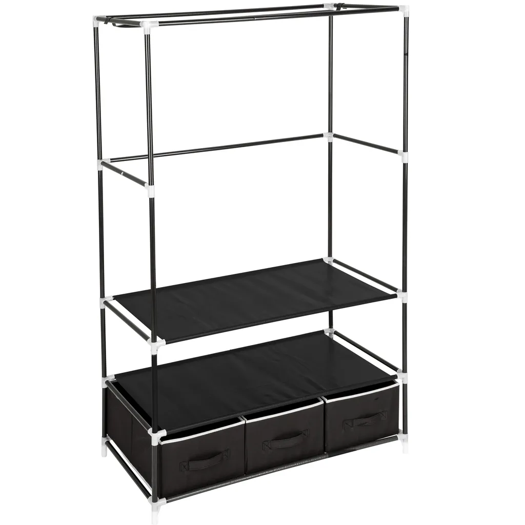 Tectake Stoffschrank 3 Fächer Inkl. 3 Boxen 87x159x49cm - Schwarz – Bild 4