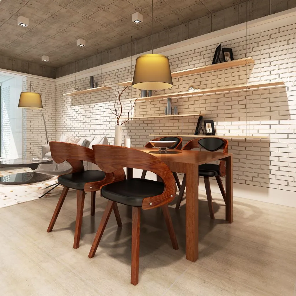 Modern Design Esszimmerstühle 4er Set Braun Bugholz Und Kunstleder | Esstischstuhl Küchenstuhl Wohnzimmerstühle Bürostuhl