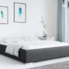 Polsterbett - Doppelbett Mit Bettkasten - Deko Bed Mit Lattenrost - POLO - 140x200 Cm Schwarz Kunstleder