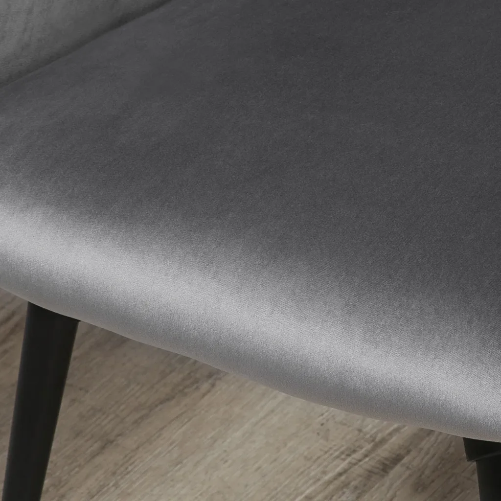 HOMCOM Esszimmerstuhl, Loungesessel Mit Armlehne, Akzentsessel Mit Samt-Optik, Max. 120 Kg Belastbar, Für Wohnzimmer, Schlafzimmer, Dunkelgrau – Bild 7