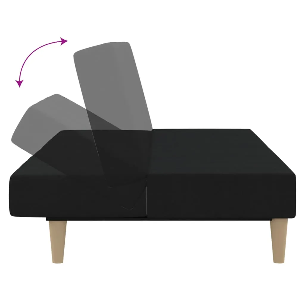 VidaXL Schlafsofa 2-Sitzer Schwarz Stoff – Bild 8