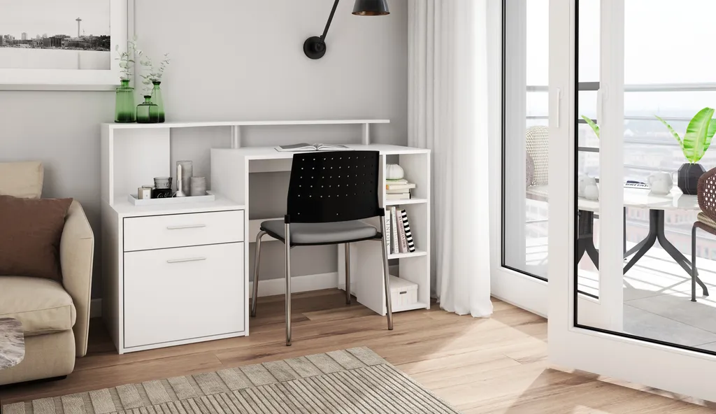 HOMEXPERTS Schreibtisch LARRY, Breite 140 Cm, In Weiß, Mit Viel Stauraum – Bild 5