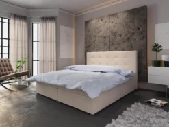 Furnix Polsterbett Mit Matratze Und Bettkasten FISON 180x200 Cm Boxspringbett CO10 Beige