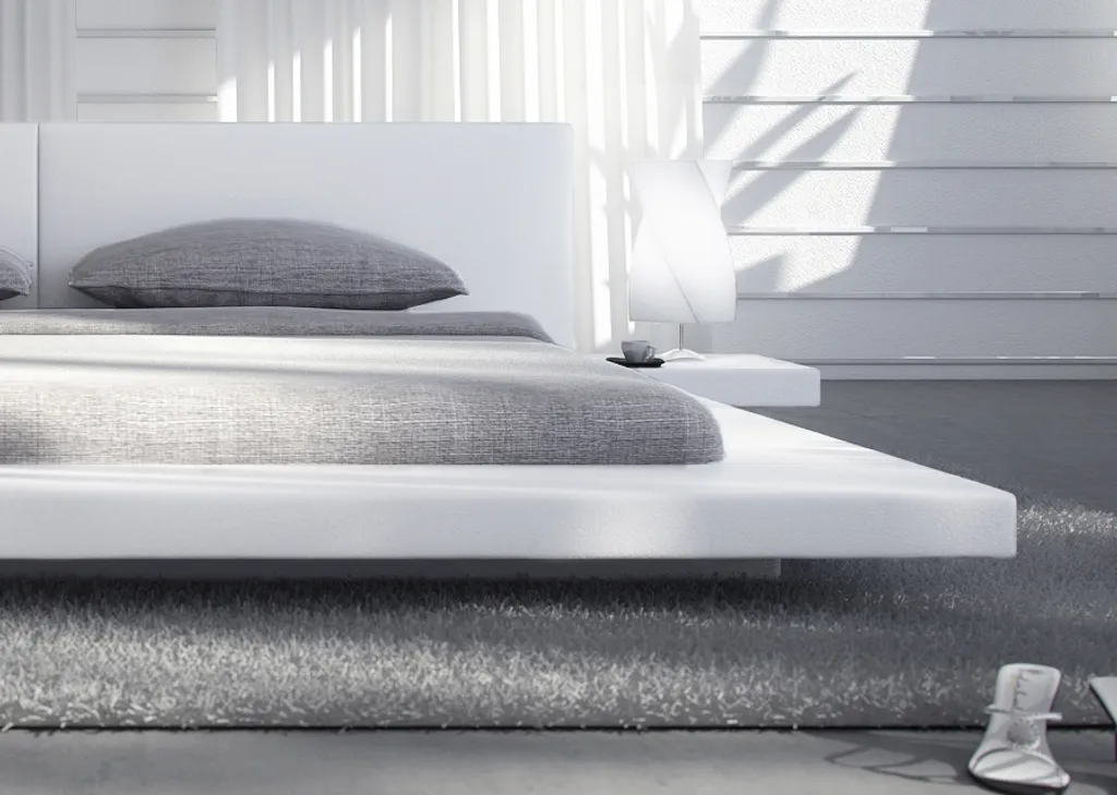 SalesFever Polsterbett 200 X 200 Cm | LED-Beleuchtung | Bezug Kunstleder | B 332 X T 244 X H 72 Cm | Weiß – Bild 3