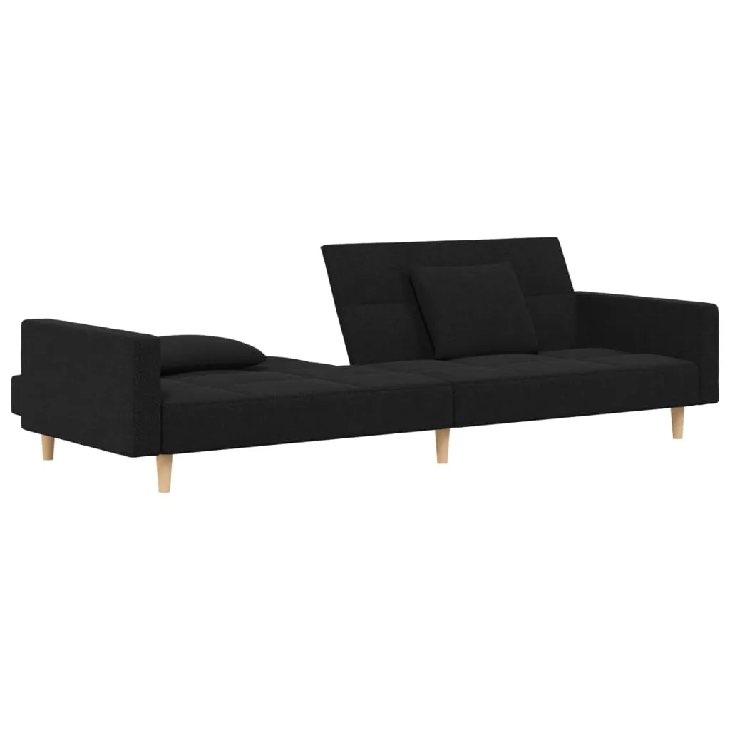 VidaXL Schlafsofa 2-Sitzer Mit 2 Kissen Schwarz Stoff – Bild 5