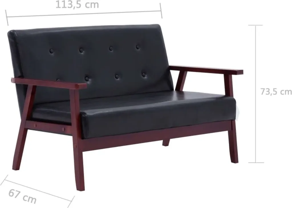 VidaXL 2-Sitzer-Sofa Schwarz Kunstleder – Bild 5