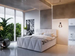 Möbel Designer MILA Bett Boxspringbett Bequemes Bett Mit 5-Zonen-Taschenfederkernmatratze Inkl. Topper 160 X 200cm Gesteppte KopfstützeCREME FARBE