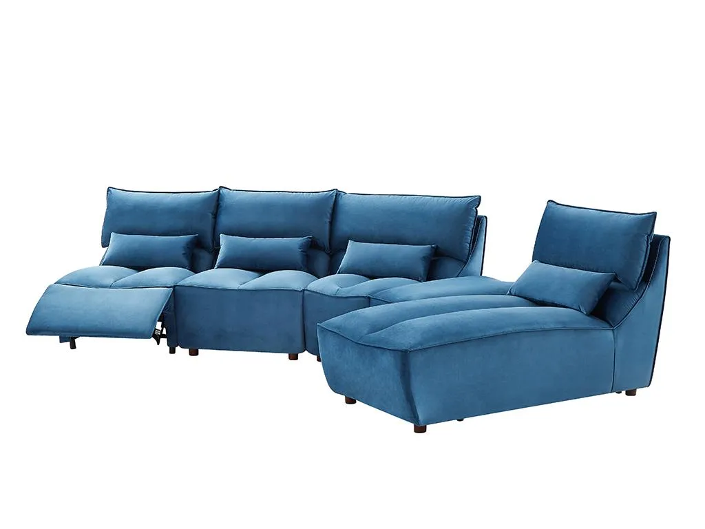 Relaxsofa Elektrisch - Samt - Blau - JUDIE – Bild 3