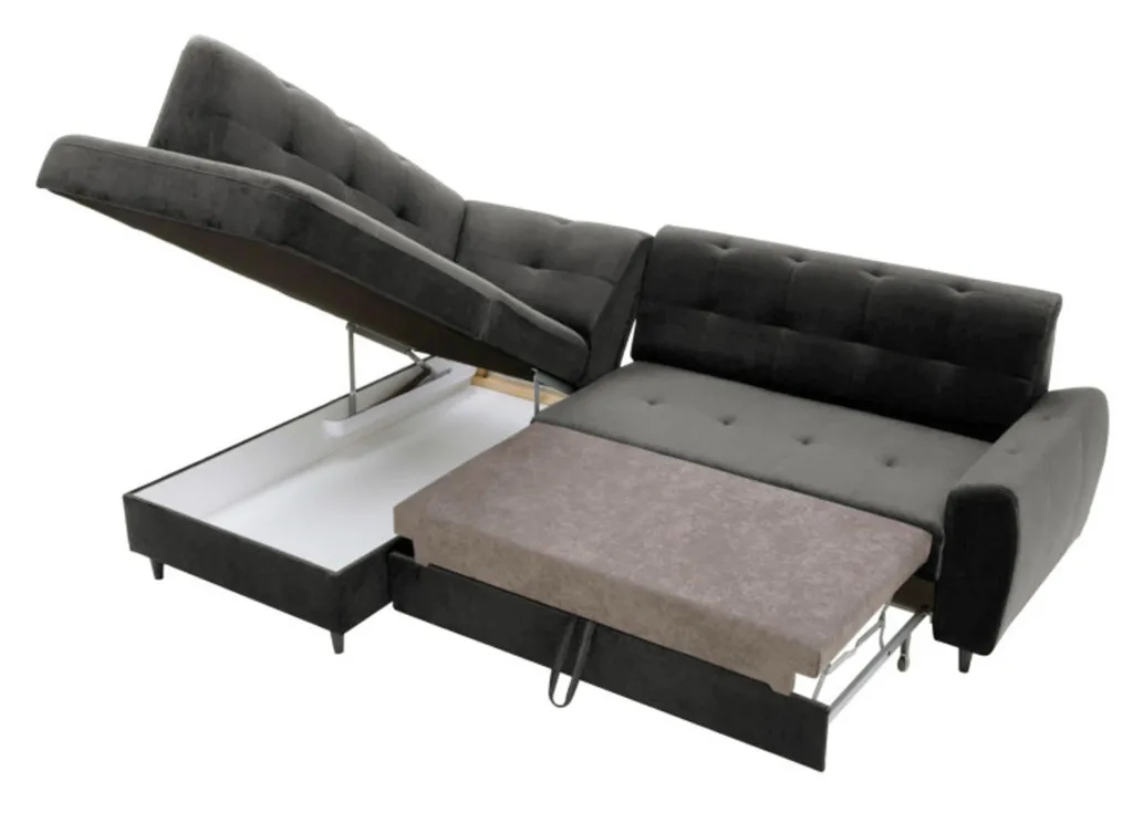 Ecksofa ESPER L-Form Mit Schlaffunktion Und Bettkasten RV95 Grau – Bild 4