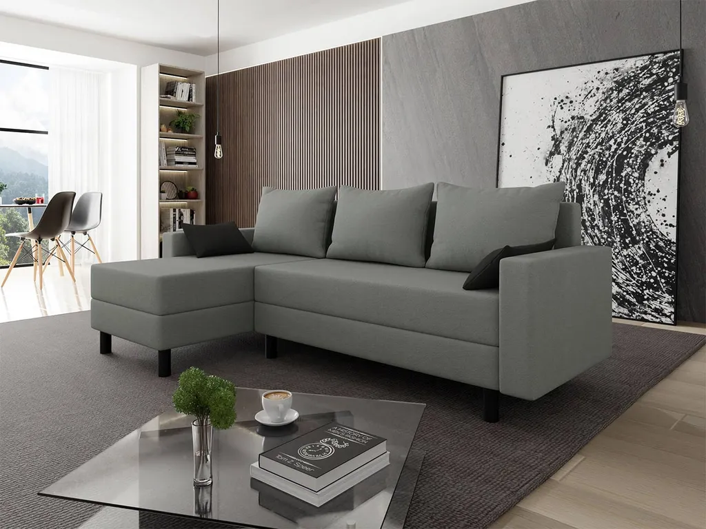 Mirjan24 Ecksofa Brick, Eckcouch Mit Schlaffunktion Und Bettkasten, Freistehendes 4 Sitzer Polstersofa (Farbe: Alova 10 + Alova 04) – Bild 3