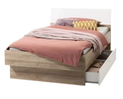 Bettgestell - Riviera EicheNachbildung - Weiß Hochglanz - 120 X 200 Cm