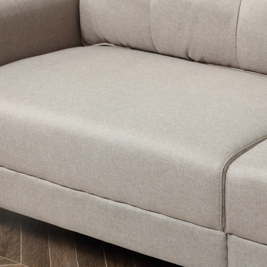 HOMCOM Doppelsofa 2-Sitzer Sofa Loveseat Stoffsofa Mittelalterlicher Stil Wohnzimmer Schlafzimmer Leinen-Touch Gummiholz Beige 202 X 72 X 91 Cm – Bild 7