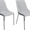 HOMEXPERTS Esszimmerstuhl Carina 2er-Set, Metall Schwarz, Webstoff Grau