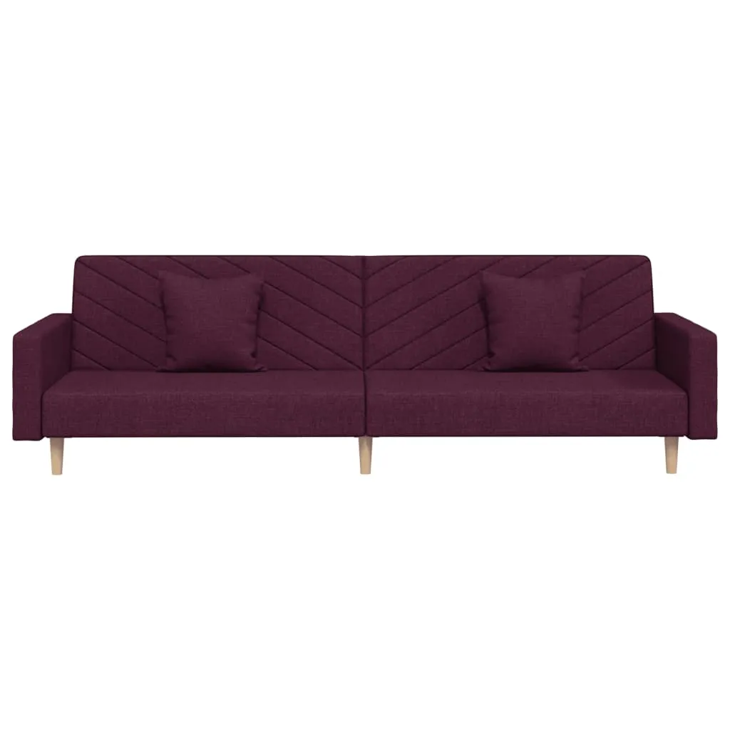 VidaXL Schlafsofa 2-Sitzer Mit 2 Kissen Lila Stoff – Bild 4