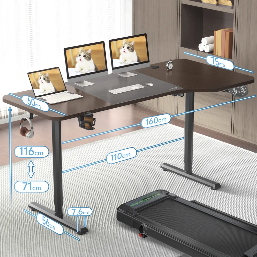 Dripex Höhenverstellbarer Schreibtisch ,Stehschreibtisch Höhenverstellbar, Standing Desk Für Homeoffice 160 X 75 Cm – Bild 2