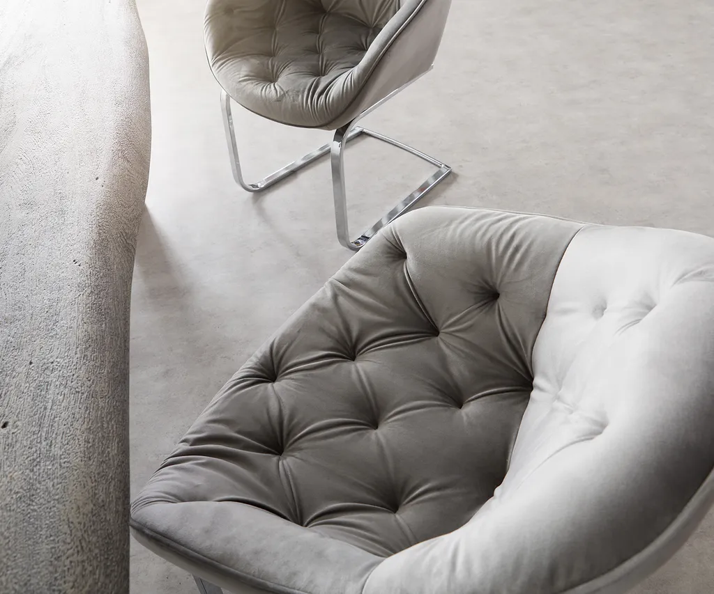 DELIFE Schwingstuhl Gaio-Flex Samt Grau Freischwinger Flach Chrom – Bild 3