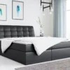 MKS MEBLE Boxspringbett Doppelbett - Polsterbett Mit Multipocket-Matratze Und Topper - Kunstlederbett Mit Bettkasten - Stauraumbett - DIEGOS