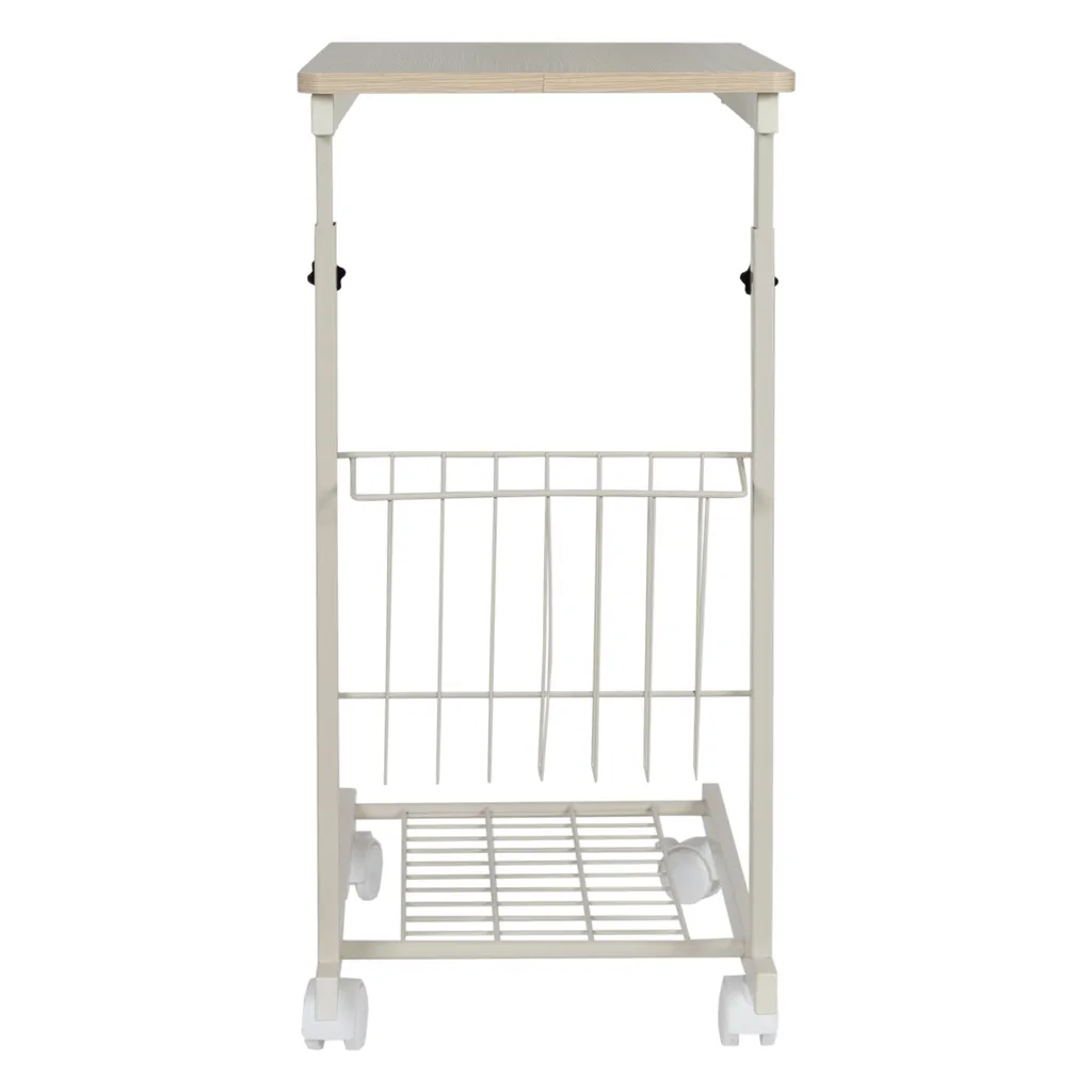 Eleganca Beistelltisch Auf Rollen - Benutzerfreundlicher Und Höhenverstellbarer Laptoptisch - Sehr Stabiler Nachttisch Mit Gebremsten Rollen - Off-white/Beige - 48x30x55cm – Bild 2