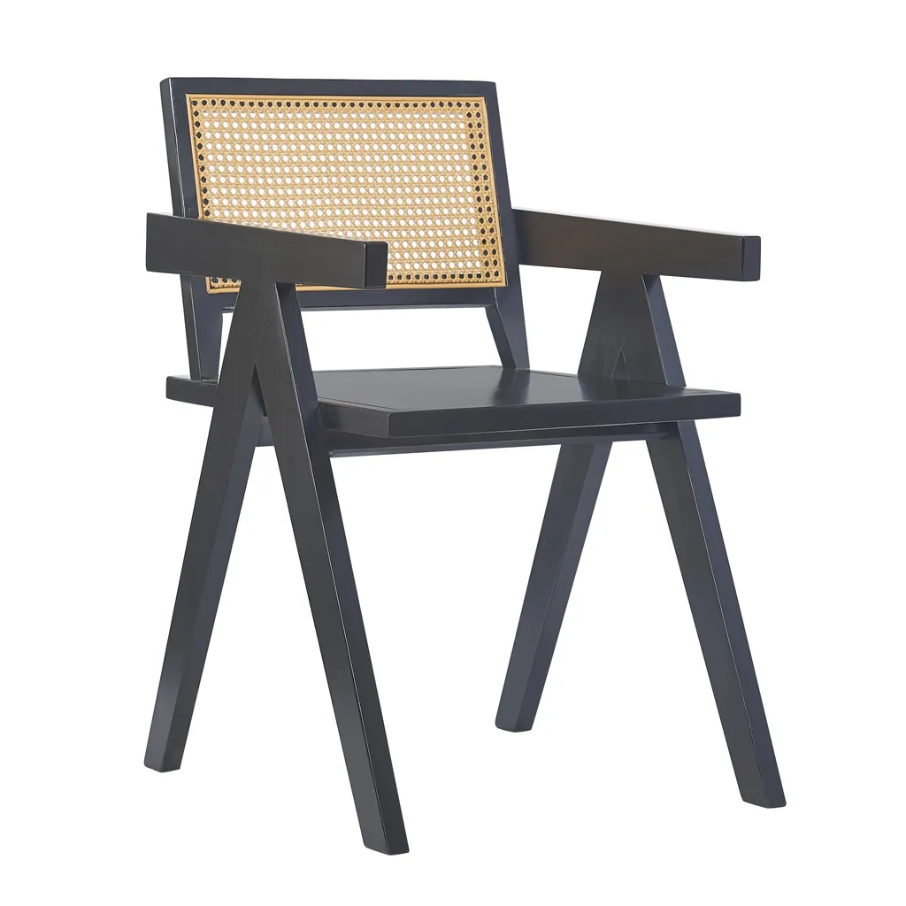 Nordlys - Stühl Aus Massivholz Und Rattan Schwarz - 54 X 50 X 80 (cm)