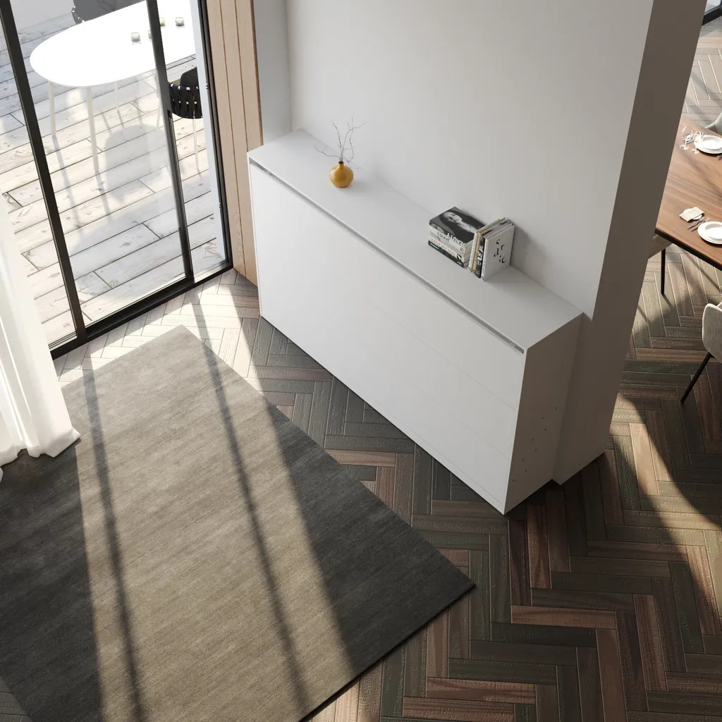 SMARTBett Schrankbett Classic 100x200cm Horizontal Weiss – Bild 7