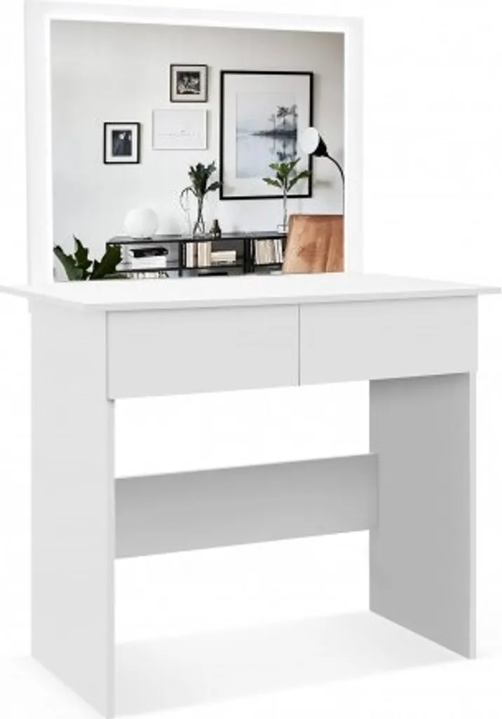 Schminktisch Frisiertisch Melanie Kosmetiktisch Mit LED Beleuchtung (Weiß) – Bild 2