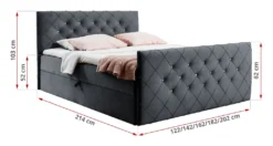 MKS MEBLE Boxspringbett - Doppelbett Mit Multipocket-Matratze - Polsterbett Mit Kopfstütze Und Fußteil - Bed Milanesi 200x200cm - H3 Dunkelgrau