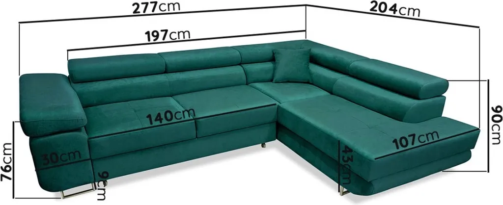 Ecksofa LUGO Mit Schlaffunktion Und Kopfstützen Verstellbare – Bild 4