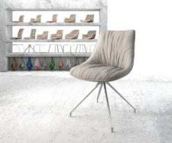 DELIFE Drehstuhl Elda-Flex Stripes Hellgrau Kreuzgestell Konisch Edelstahl 180° Drehbar