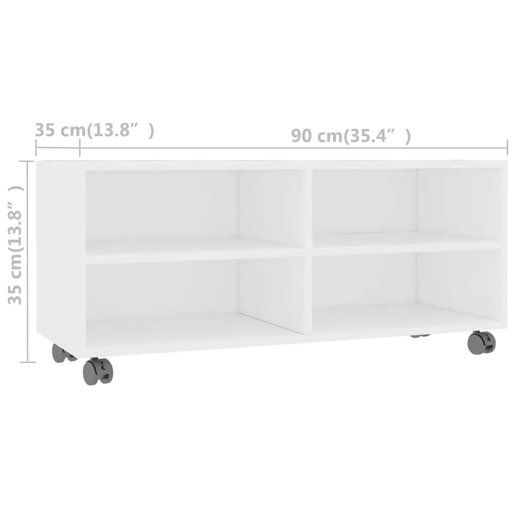 VidaXL TV-Schrank Mit Rollen Weiß 90x35x35 Cm Holzwerkstoff – Bild 6