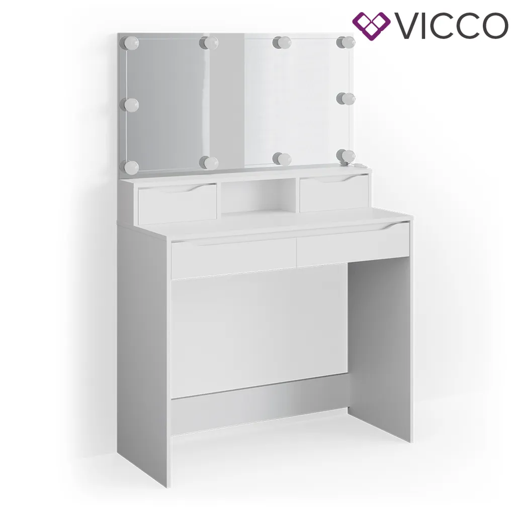 Vicco Schminktisch + LED Ruben Weiß 100 X 150 X 42 Cm Holzwerkstoff – Bild 2