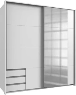 Emden Schwebetürenschrank Mit Spiegel Weiß, Breite:135 Cm, Passepartout (Rahmen):mit Passepartout