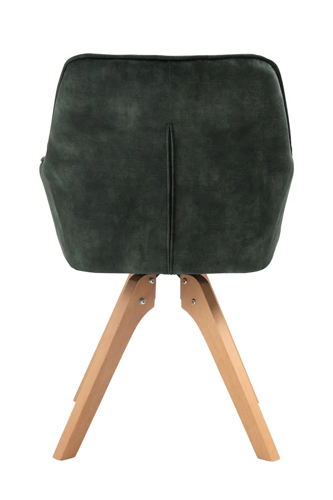 SalesFever Armlehnstuhl | Drehbar | Bezug Vintage Samt-Velours | Gestell Buche-Holz | B 59 X T 61 X H 85 Cm | Dunkelgrün-natur – Bild 6