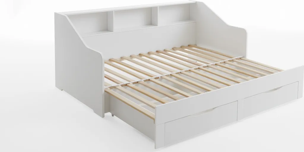 RELITA Funktionsbett Rene 90x 200 Auf 180 X 200 Cm Liegefläche Ausziehbar, Inkl. 2 Schubladen Und Regal – Bild 10