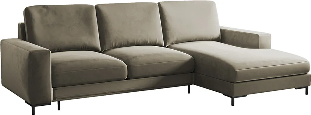 Selsey Schlafcouch MOKPEO - Ecksofa Mit Veloursbezug In Beige - Ottomane Rechts - Schlaffunktion - Bettkasten, 244 Cm Breit – Bild 3
