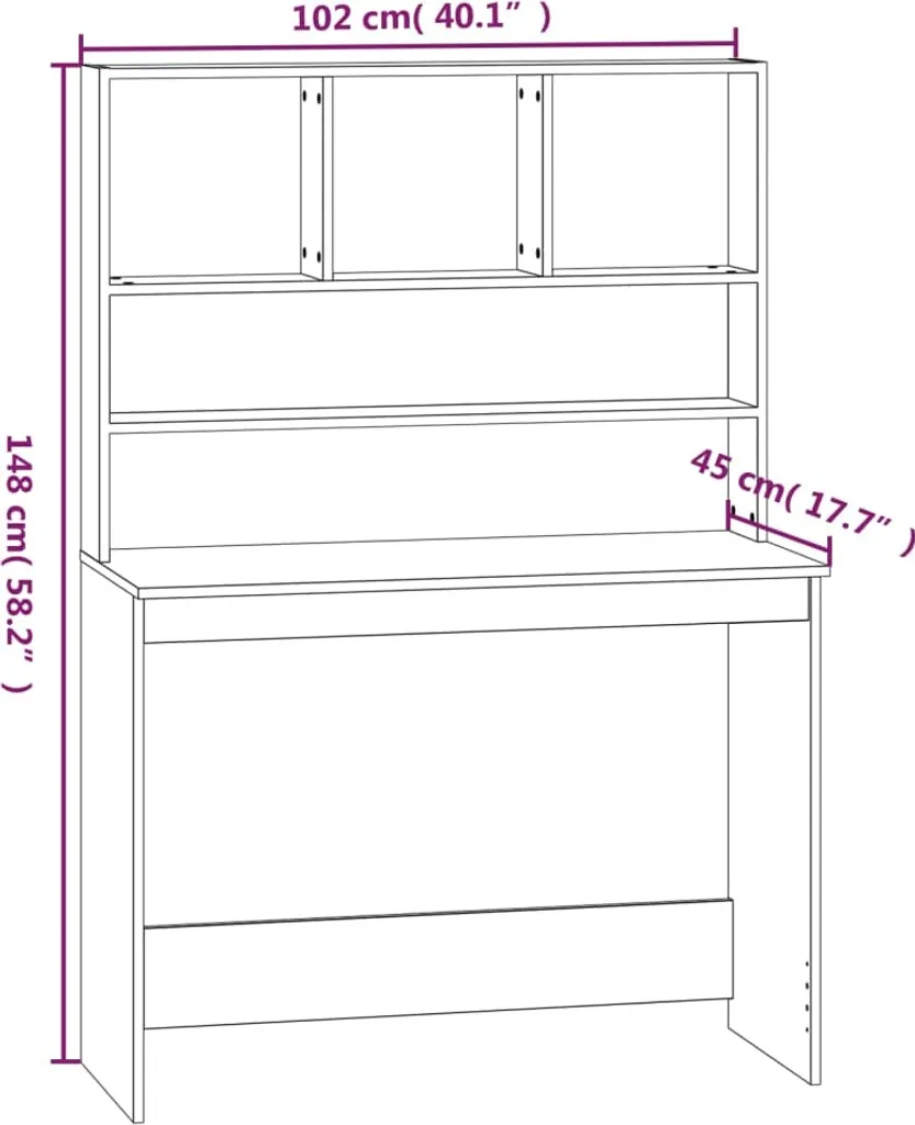 VidaXL Schreibtisch Mit Regal Weiß 102x45x148 Cm Holzwerkstoff – Bild 8