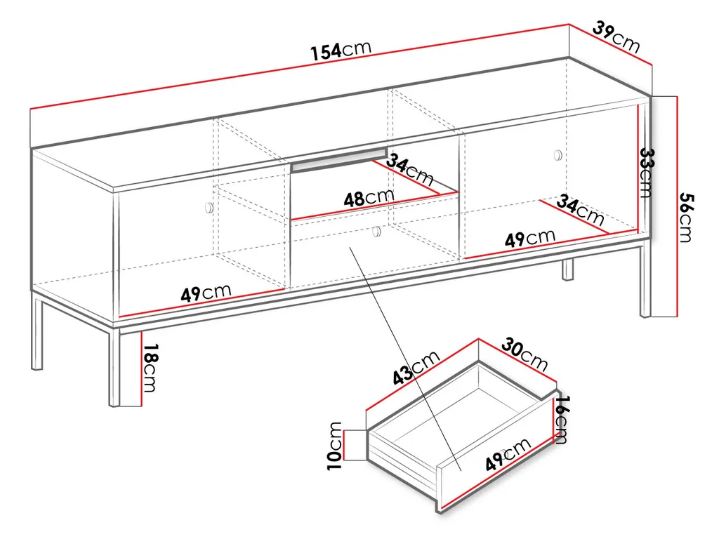 Mirjan24 TV-Lowboard Ewabes ESTV154, Loft Mediaschrank, Stilvoll Wohnzimmer TV-Schrank, Modernes Kollektion (Farbe: Marineblau) – Bild 7