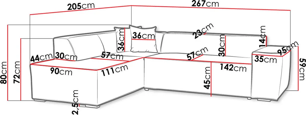 Mirjan24 Ecksofa Lordin Cord, Polsterecke, L-Form Sofa, Polstergarnitur, Eckcouch Vom Herstelle (Poso 14, Seite: Links) – Bild 5