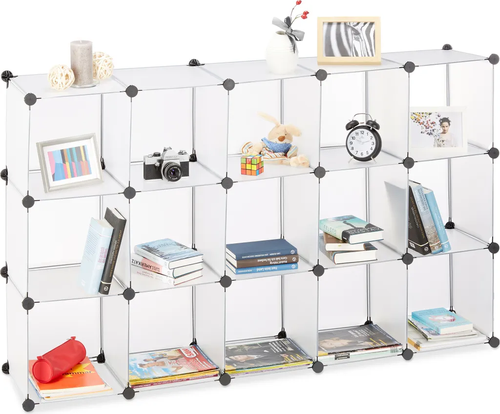 Relaxdays Steckregal Aus Kunststoff Mit 15 Fächern