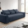 GRAINGOLD Bettsofa Danny - 3-er Sofa Mit Schlaffunktion - Schlafsofa Mit Bettkasten - Modernes Design - Dunkelblau