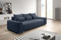 GRAINGOLD Bettsofa Danny - 3-er Sofa Mit Schlaffunktion - Schlafsofa Mit Bettkasten - Modernes Design - Dunkelblau