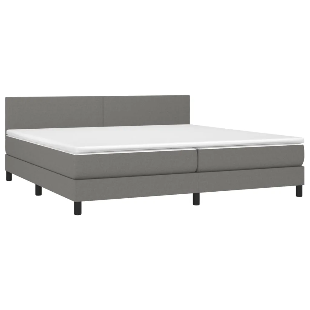 VidaXL Boxspringbett Mit Matratze & LED Dunkelgrau 200x200 Cm Stoff – Bild 3
