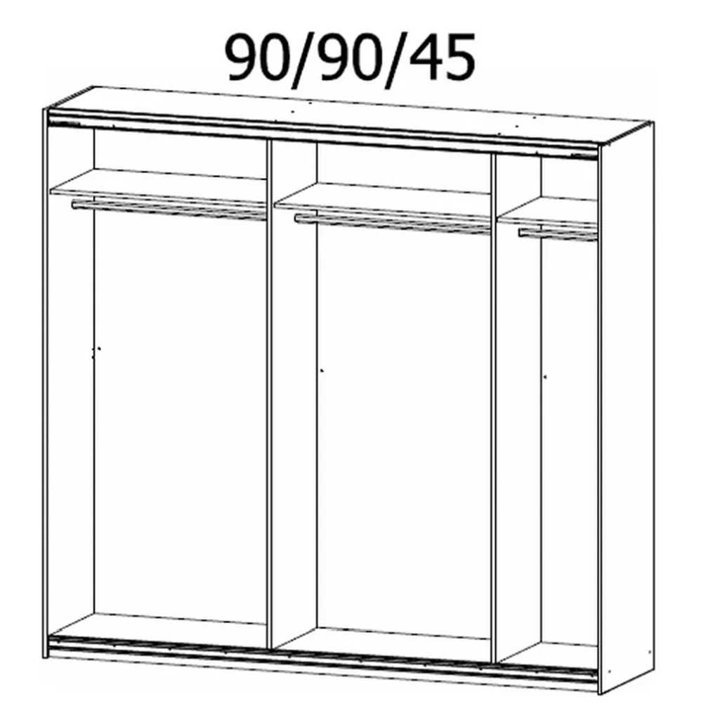 Schwebetürenschrank - Wotan EicheNachbildung - Grau Metallic - 226 X 210 Cm - Mit Spiegel – Bild 5