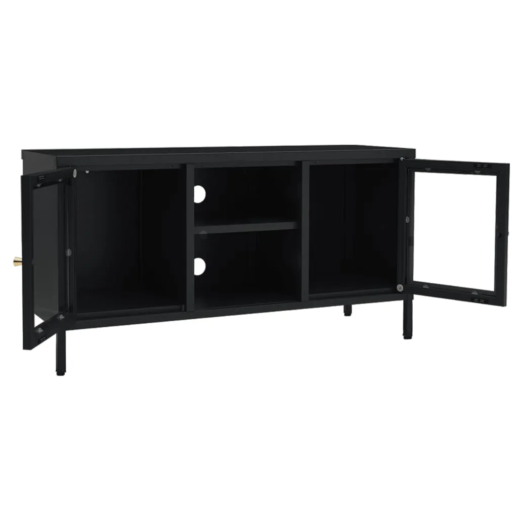 VidaXL TV-Schrank Schwarz 105x35x52 Cm Stahl Und Glas – Bild 6