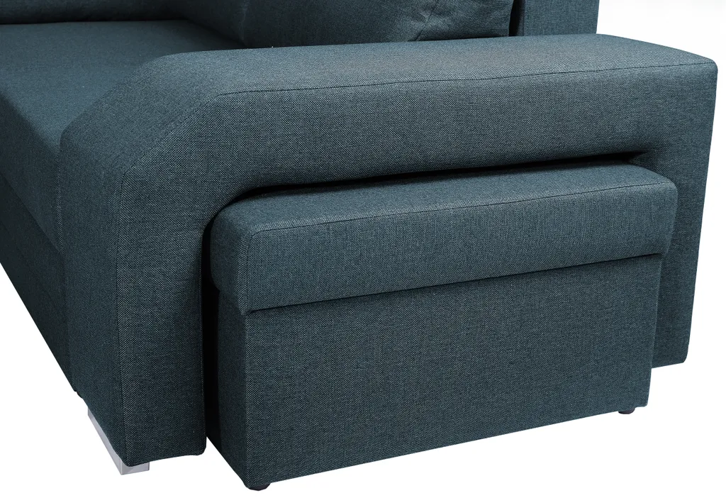 Ecksofa Mit Hocker Und Minibar - U-form Sofa Mit Schlaffunktion - Blau - Wohnlandschaft - Ausklappbar Bettsofa - Wohnzimmer U Couch - Polstersofa Mit Bettkasten ALVARES_U – Bild 6