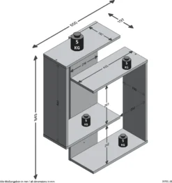 FMD Furniture Wandregal 65 X 85 X 20 Cm In Matt Weiß / Artisan Oak Stabiles Hängeregal Mit Vier Ablagen