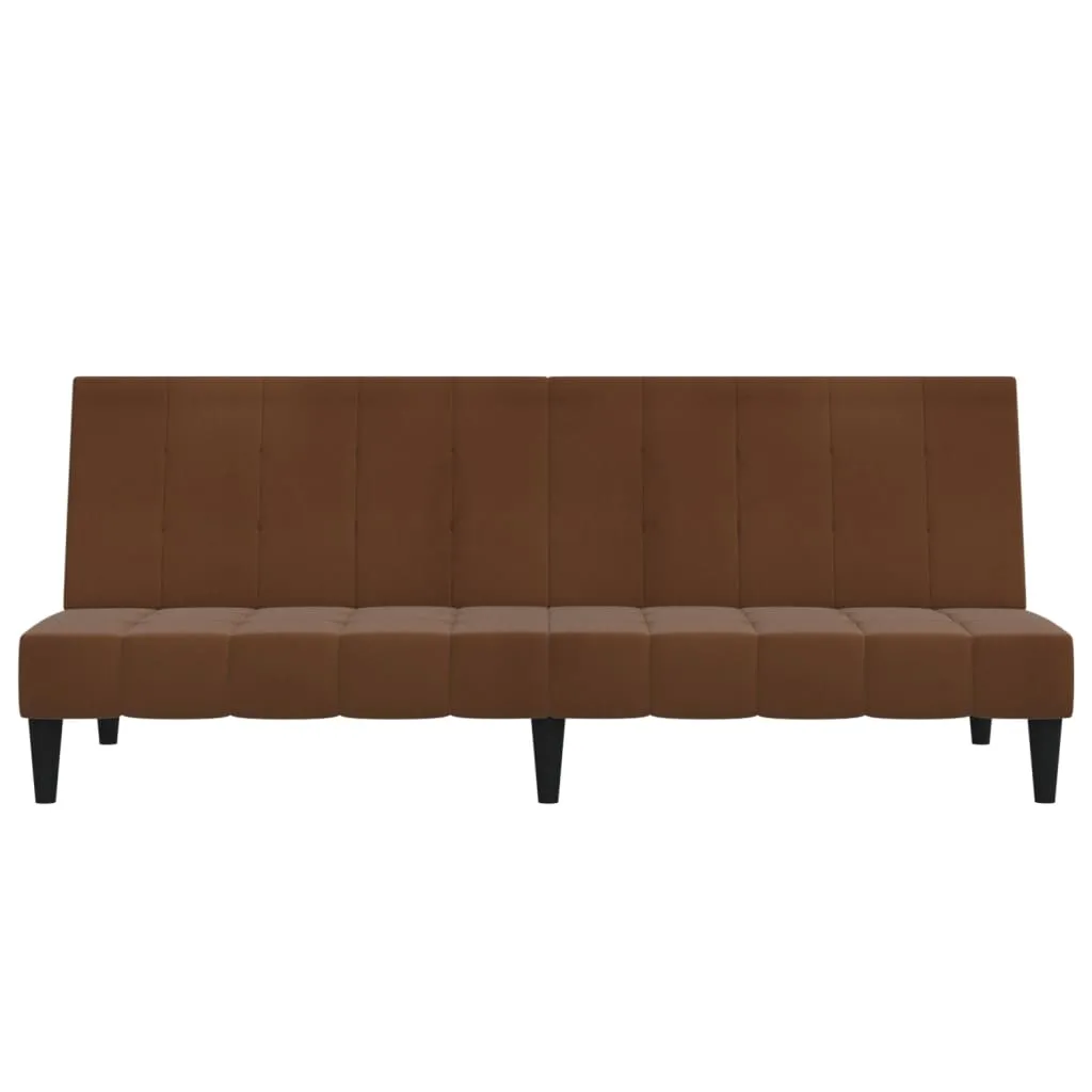 VidaXL Schlafsofa 2-Sitzer Braun Mikrofasergewebe – Bild 4