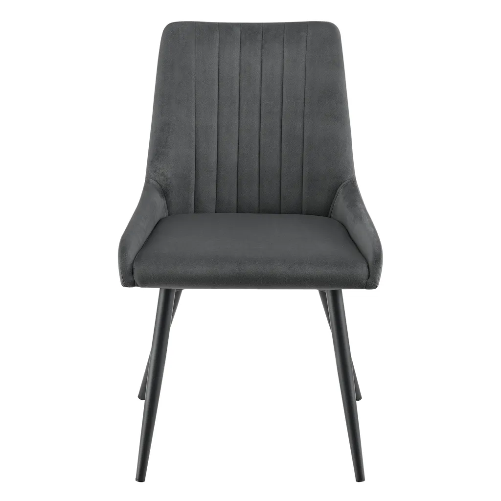 Esszimmerstuhl Alford 2er Set Polsterstuhl 83x52x59cm Stühle Samtoptik Dunkelgrau – Bild 4